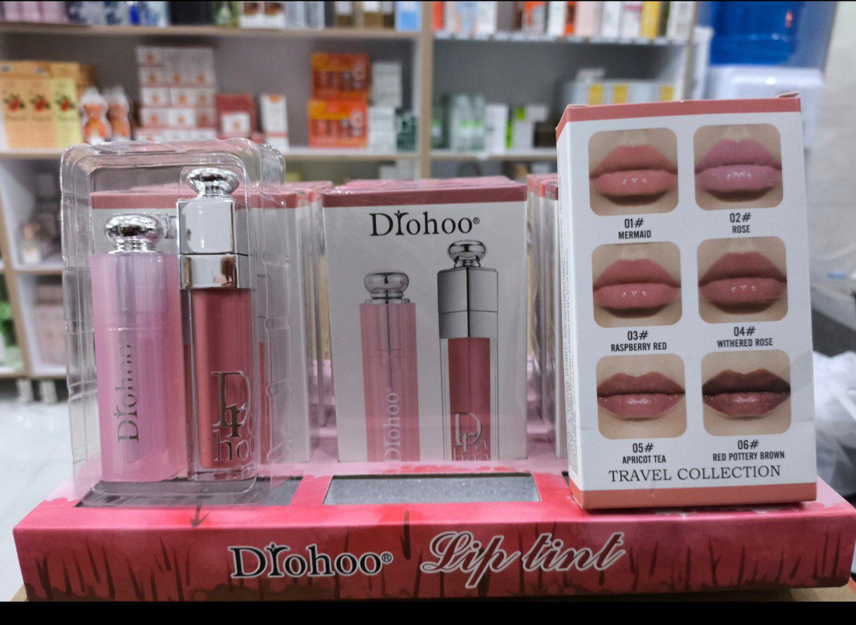 پک دو قلوی بالم و رژ مایع Drohoo معروف به پک دوقولوی مسافرتی   با تنوع رنگ ( 6 رنگ)